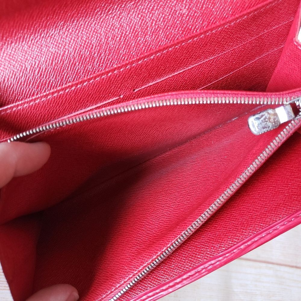 Authentic Louis Vuitton Epi Sarah Long Wallet Red Rouge Portefeuille Leather - Picture 11 of 16